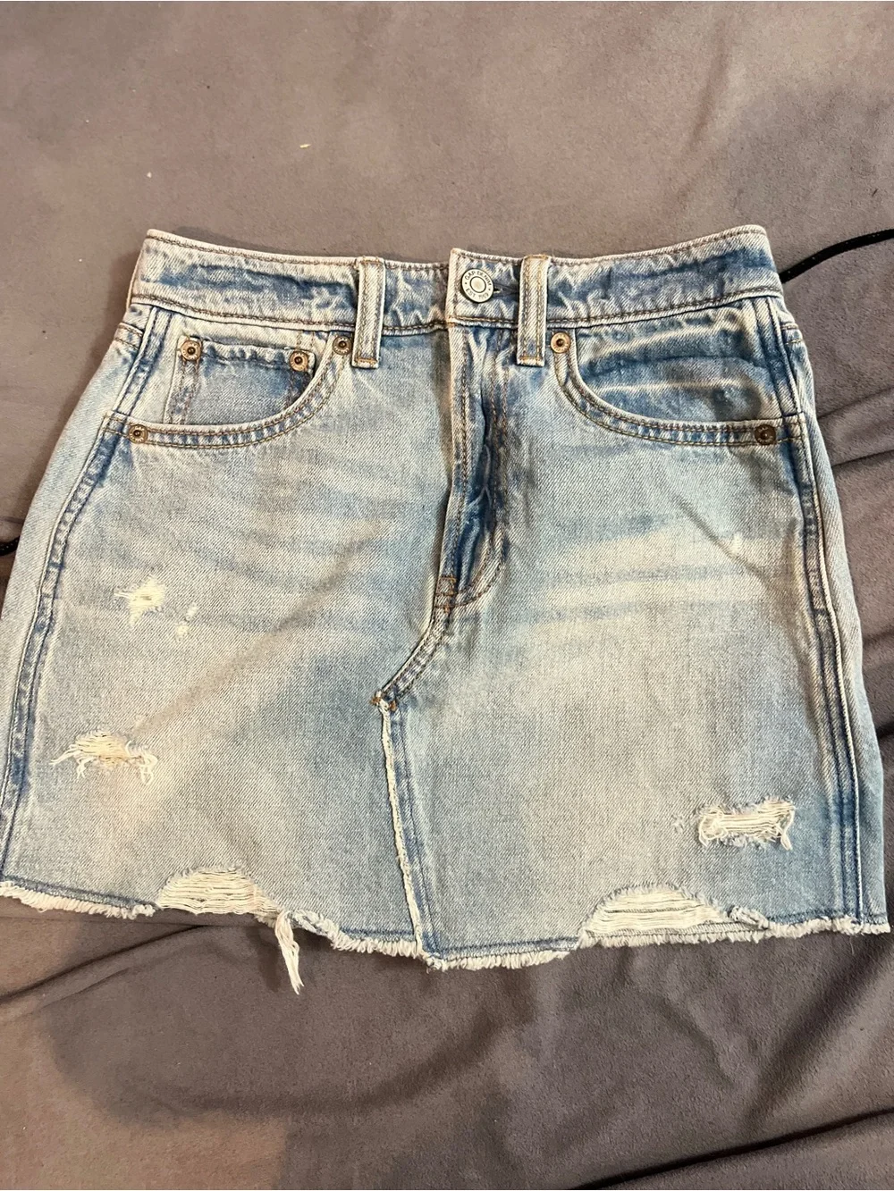 GAP Light Blue Distressed Denim Mini Skirt